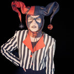 Jester Helmet Genuine Leather Mask in Red and Black - 
