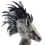 Flying Horse Handmade Genuine Leather Mask with Feathers - 