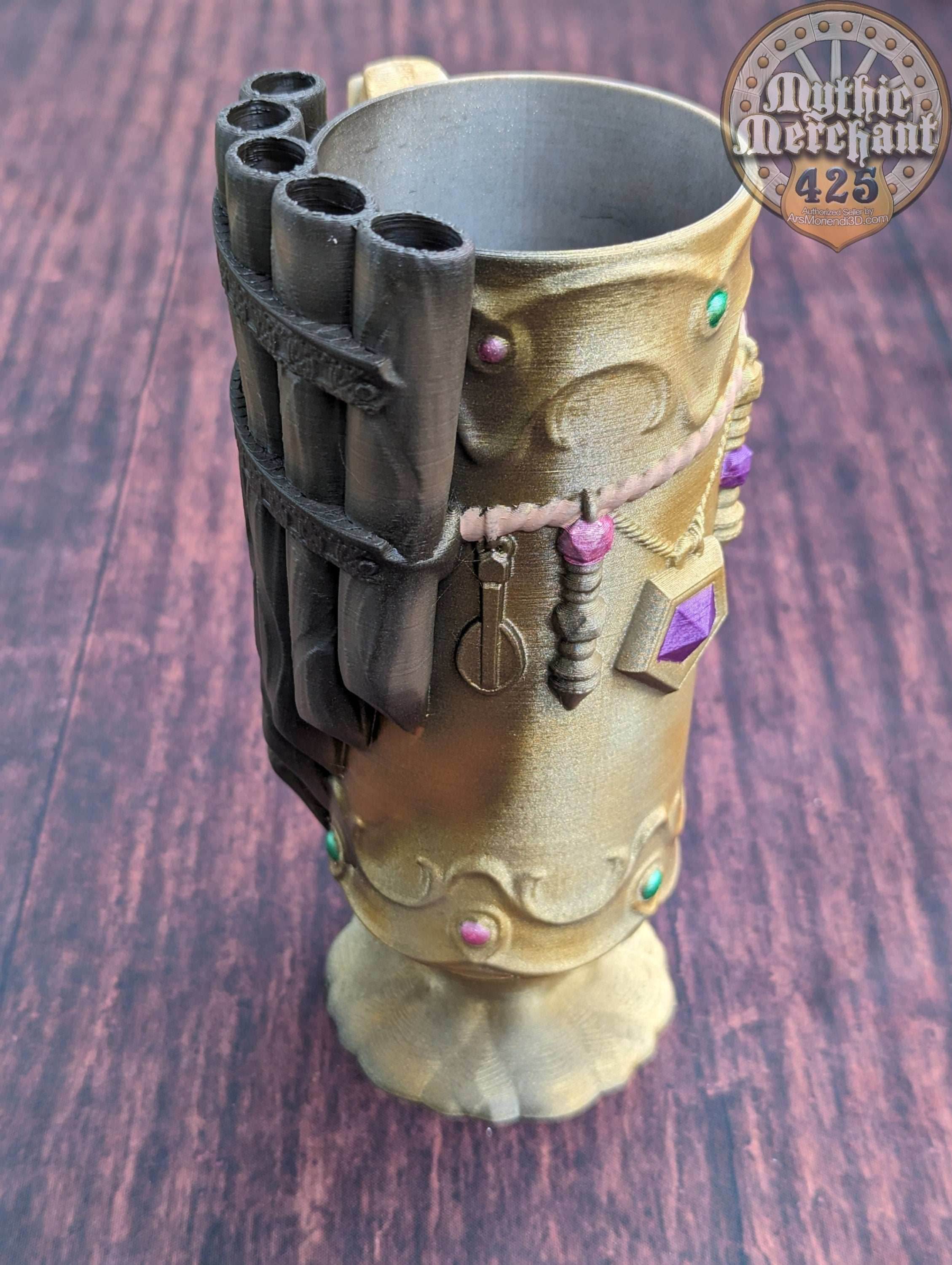 Bard Class 3D Printed Mythic Mug Stein | Tabletop RPG Gaming Cosplay - Dungeons and Dragon DnD D&D Wargaming | Drink Koozie Can Holder. - Black / Non Threaded-No Lid