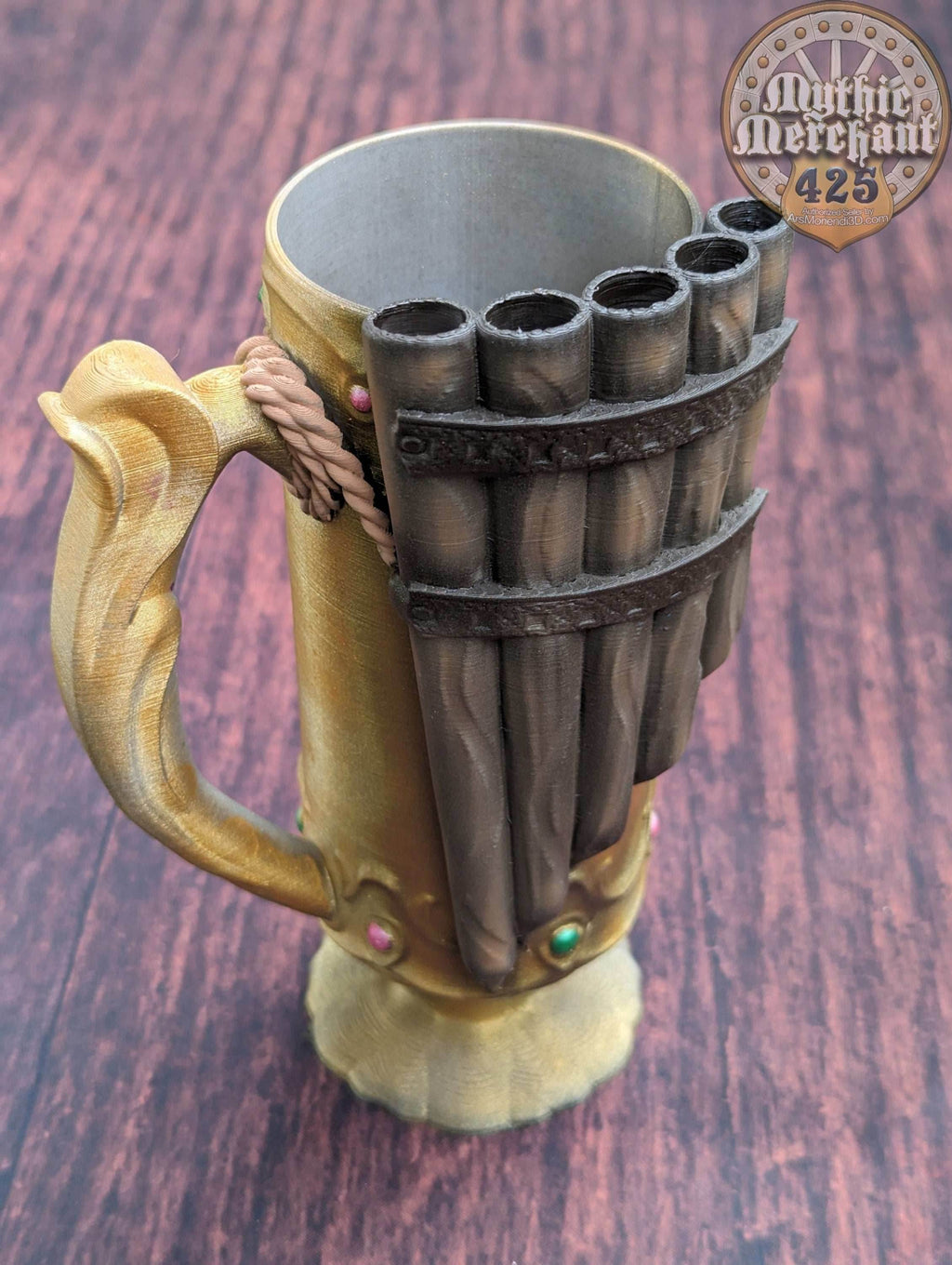 Bard Class 3D Printed Mythic Mug Stein | Tabletop RPG Gaming Cosplay - Dungeons and Dragon DnD D&D Wargaming | Drink Koozie Can Holder. - Black / Non Threaded-No Lid