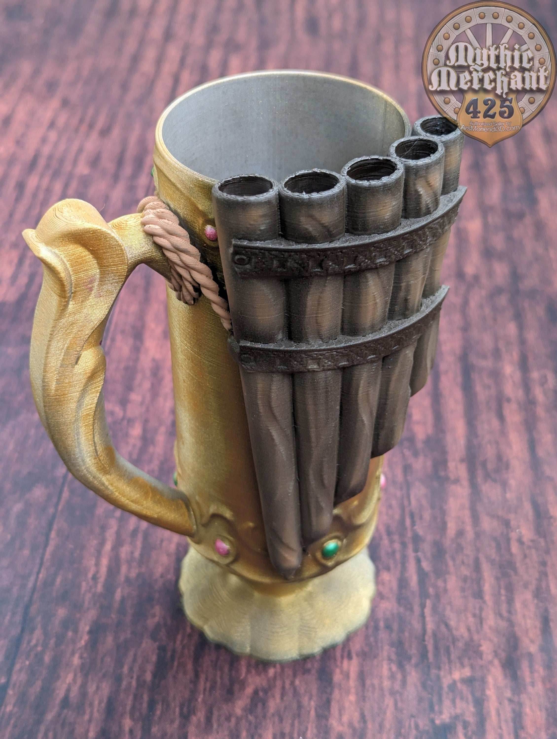 Bard Class 3D Printed Mythic Mug Stein | Tabletop RPG Gaming Cosplay - Dungeons and Dragon DnD D&D Wargaming | Drink Koozie Can Holder. - Black / Non Threaded-No Lid