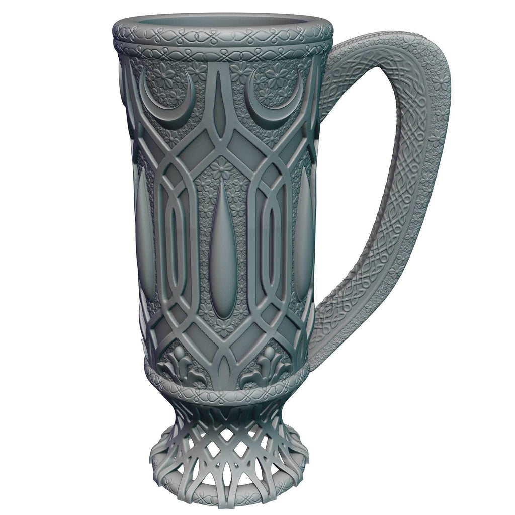 Elven 3D Printed Can Holder| Koozie | Elf Mug Stein | Mythic Mugs Collection by Ars Moriendi 3D- Embrace the Elegance of Elven Enchantment! - Black / Non Threaded-No Lid
