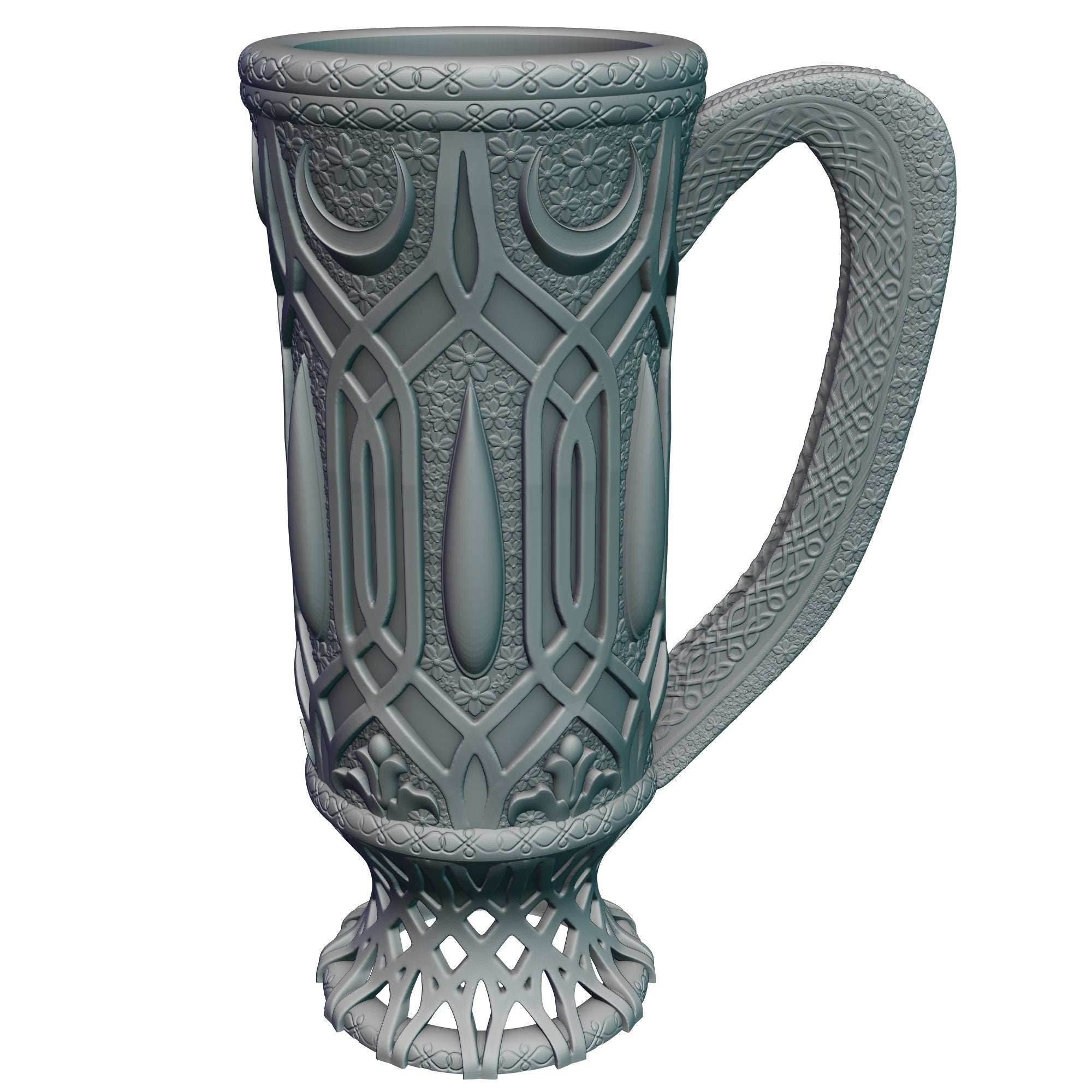 Elven 3D Printed Can Holder| Koozie | Elf Mug Stein | Mythic Mugs Collection by Ars Moriendi 3D- Embrace the Elegance of Elven Enchantment! - Black / Non Threaded-No Lid