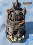 Artificer Class Steampunk 3D Printed Dice Tower- Fate's End - Embrace Precision with a Masterpiece of Dice-Rolling Ingenuity - Black / Yes- Include Random Dice Set