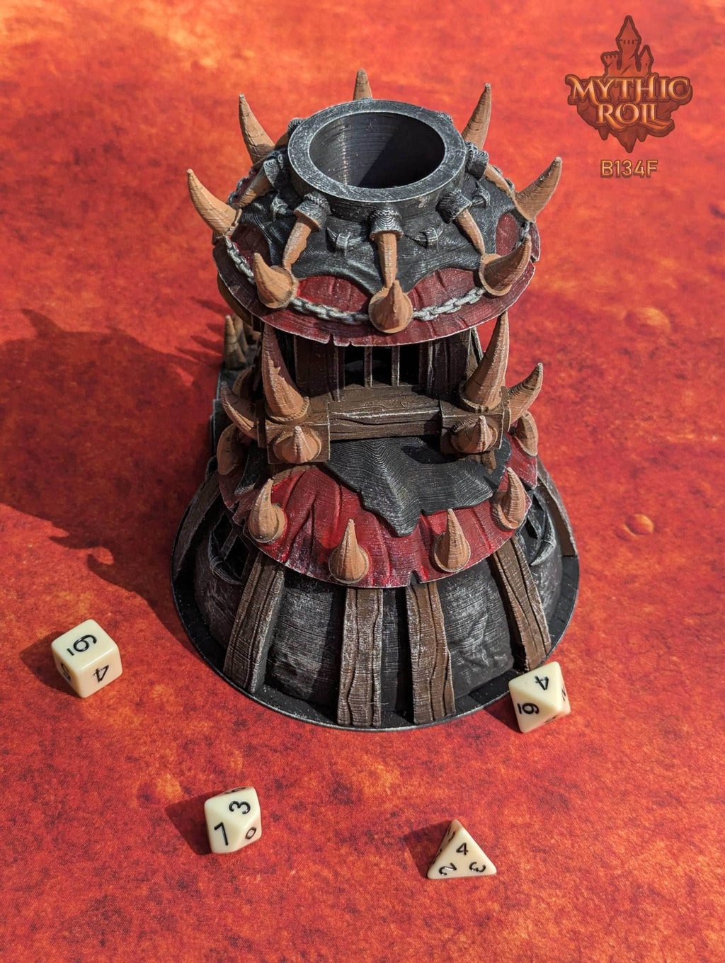 Barbarian Class 3D Printed Dice Tower- Mythic Roll - Unchained Games | Tabletop RPG Gaming Cosplay - Dungeons and Dragon DnD D&D Wargaming - Black / Yes- Include Random Dice Set