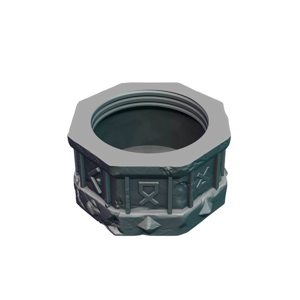Dwarven 3D Printed Dice Vault | Dice Jail | DnD Can Holder | Table Coaster | Mythic Mugs Collection by Ars Moriendi 3D- Forge Your Destiny! - Black / Yes- Include Random Dice Set