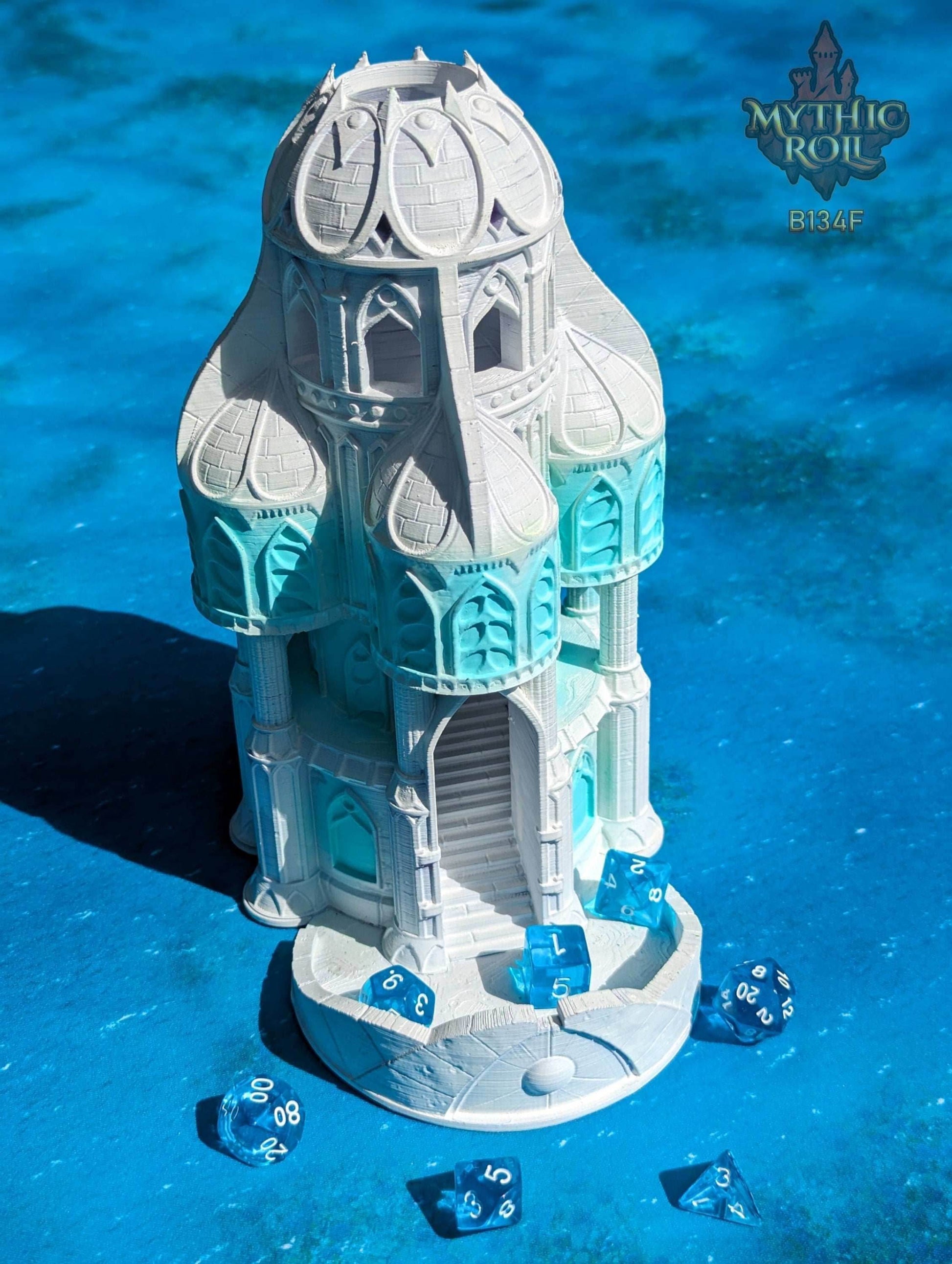 Siren Great Hall 3D Printed Dice Tower - Mythic Roll - Unchained Games - Echo Rolls Through the Melodies of Enchantment and Oceanic Majesty. - Black