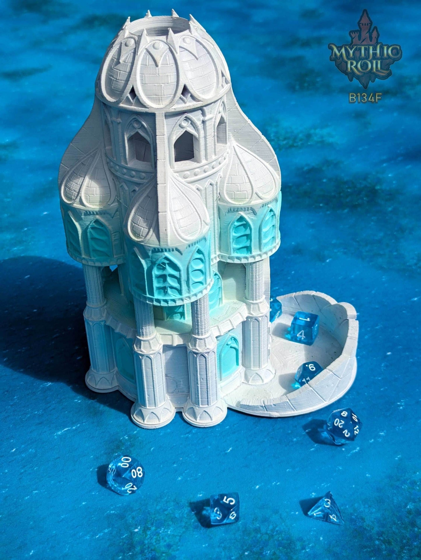 Siren Great Hall 3D Printed Dice Tower - Mythic Roll - Unchained Games - Echo Rolls Through the Melodies of Enchantment and Oceanic Majesty. - Black