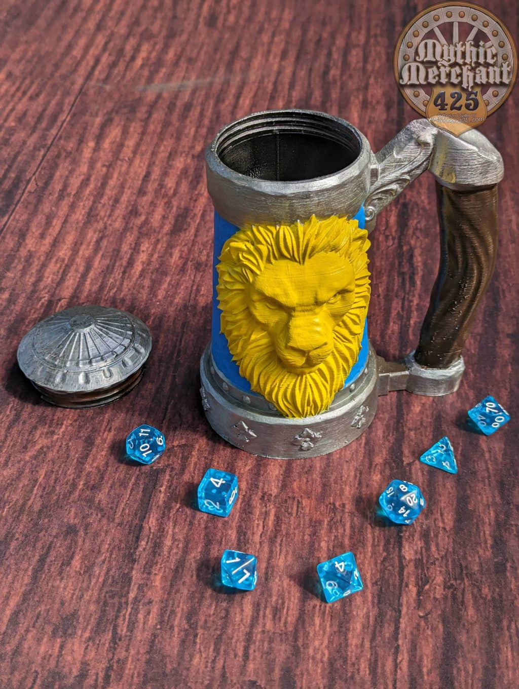 Lion's Brew Mythic Mug Dice Vault & Can Holder- Mythic Mugs- Ars Moriendi 3D - Black / Non Threaded-No Lid