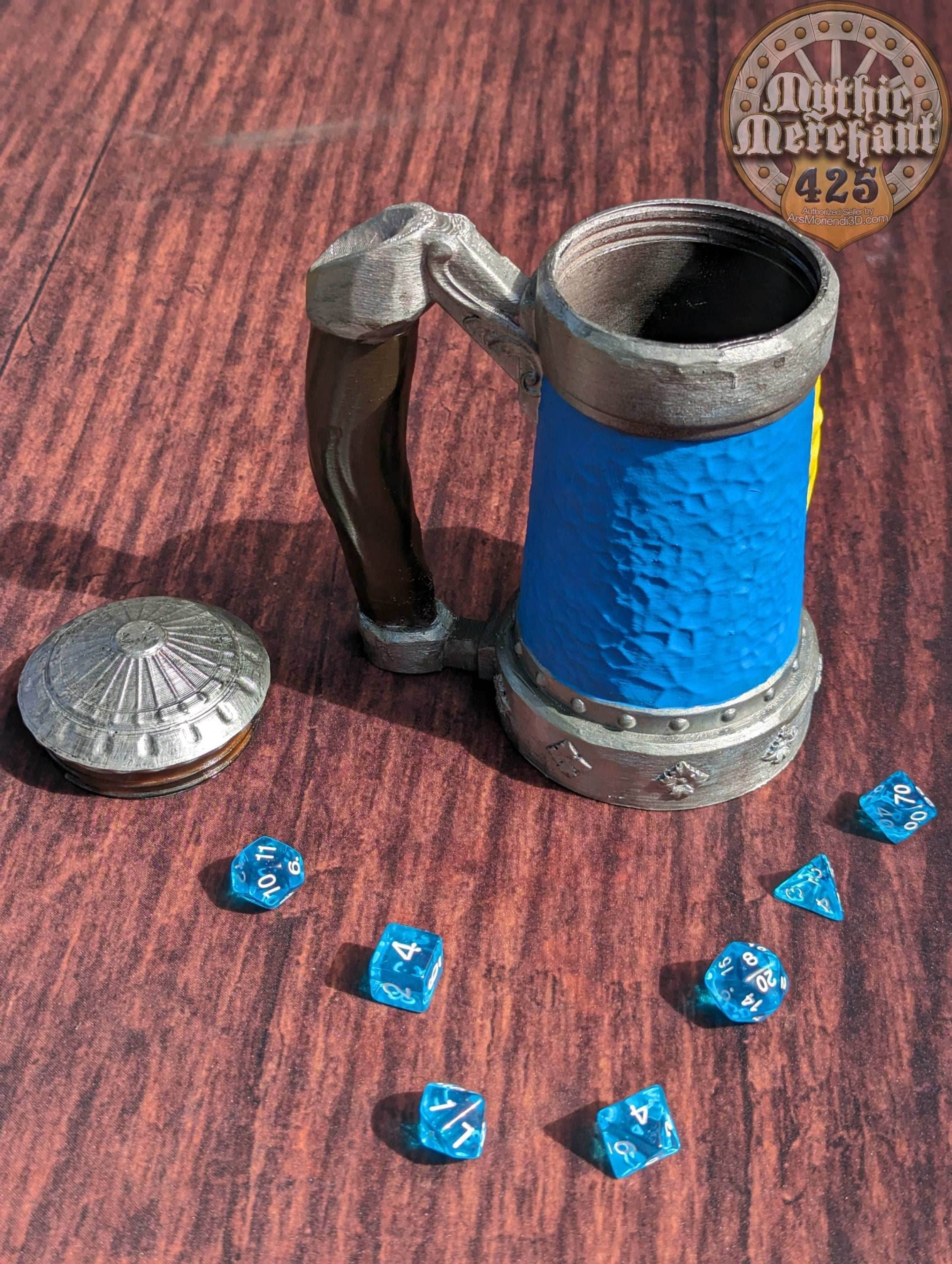 Lion's Brew Mythic Mug Dice Vault & Can Holder- Mythic Mugs- Ars Moriendi 3D - Black / Non Threaded-No Lid