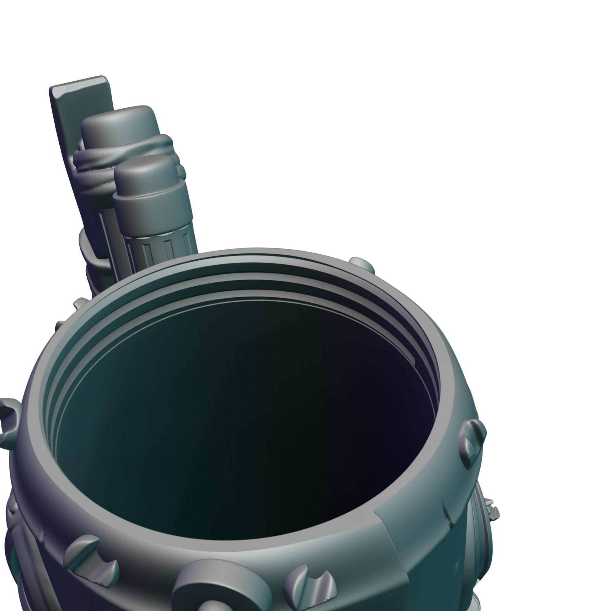 Gadgeteer Steampunk 3D Printed Can Holder | Drink Koozie | Mythic Mugs Collection by Ars Moriendi 3D- Embrace the World of Steampunk! - Black / Non Threaded-No Lid