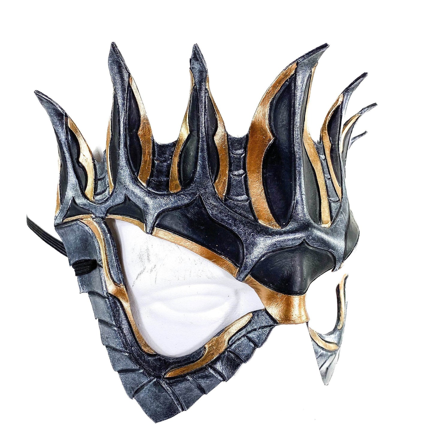 Masquerade Crown Mask of Handmade Genuine Leather in Metallics - 
