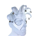 Handmade Genuine Leather Five Point Minimalist Jester Mask in White - 