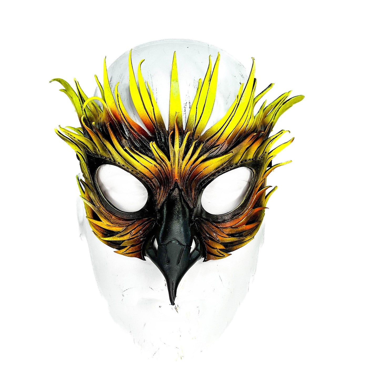 Layered Phoenix Handmade Genuine Leather Mask - 