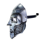 Genuine Leather Mask - Weathered Steel Paint - Handmade Full Face Cover for Masquerades Halloween or Cosplay Costume - UV Reactive Paint