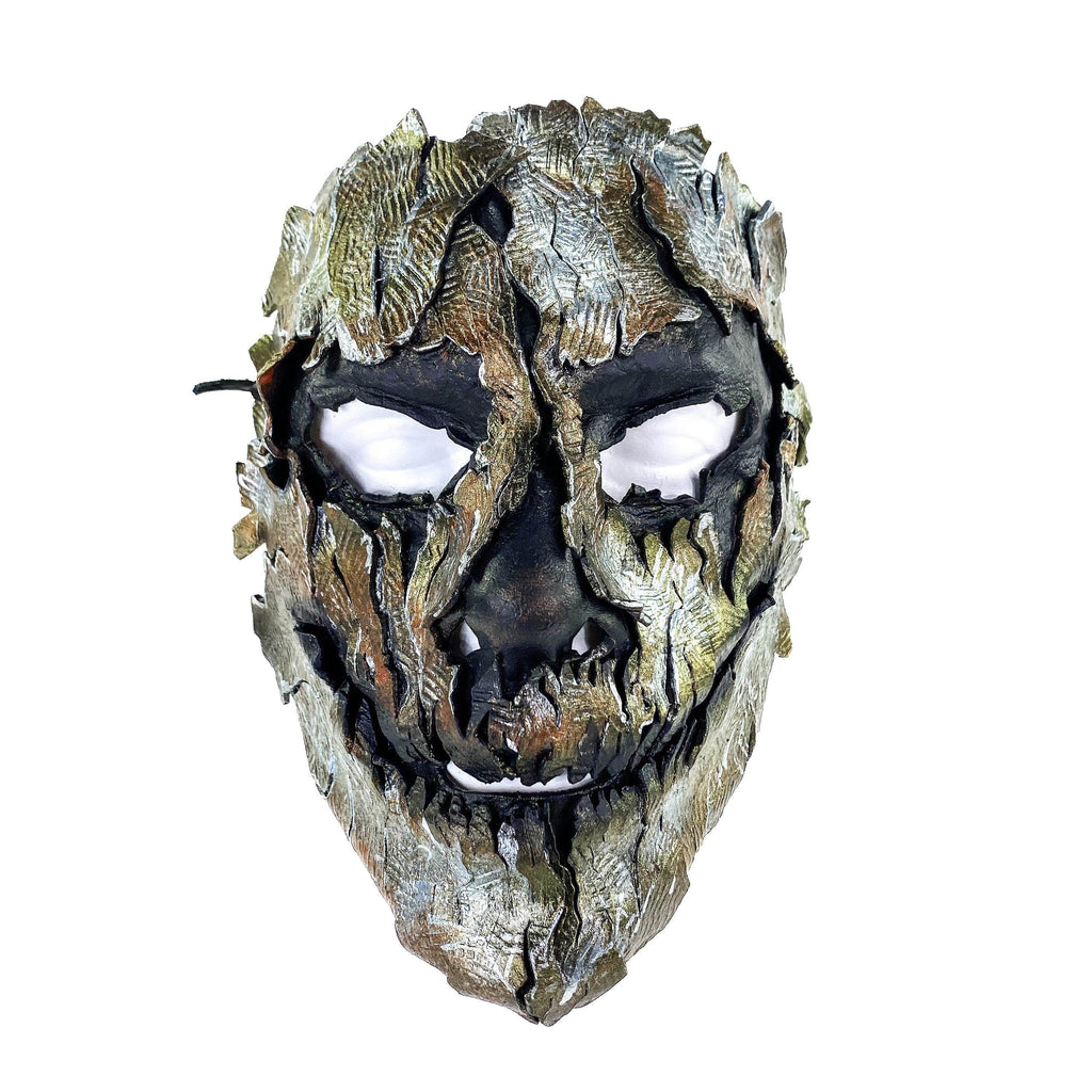 Genuine Leather Mask - Shattered Metal Paint - Handmade Full Face Cover for Halloween, Performance or Cosplay Costume - 