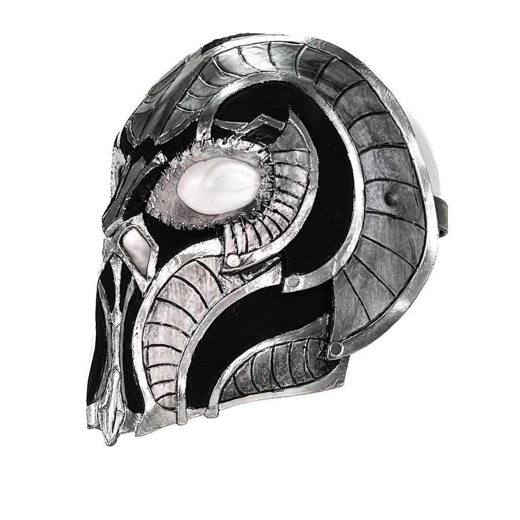 Battle Mask - Handmade Genuine Leather Mask in Silvers and Matte Black - 
