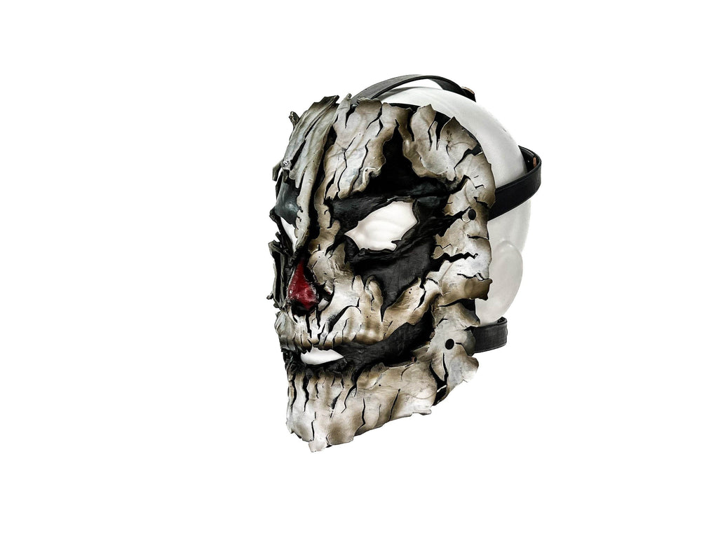 Genuine Leather Mask - Shattered Clown - Handmade Full Face Cover for Halloween, Performance or Cosplay Costume - Leather Ties