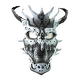 Grey Ancient Dragon Leather Mask with Swarovski Crystals - 