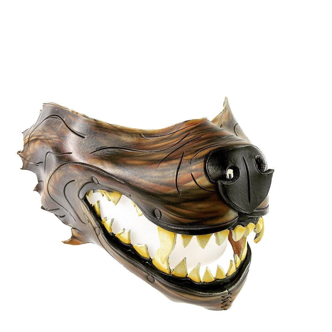Mad Dog Handcrafted Genuine Leather Wolf Mask - 