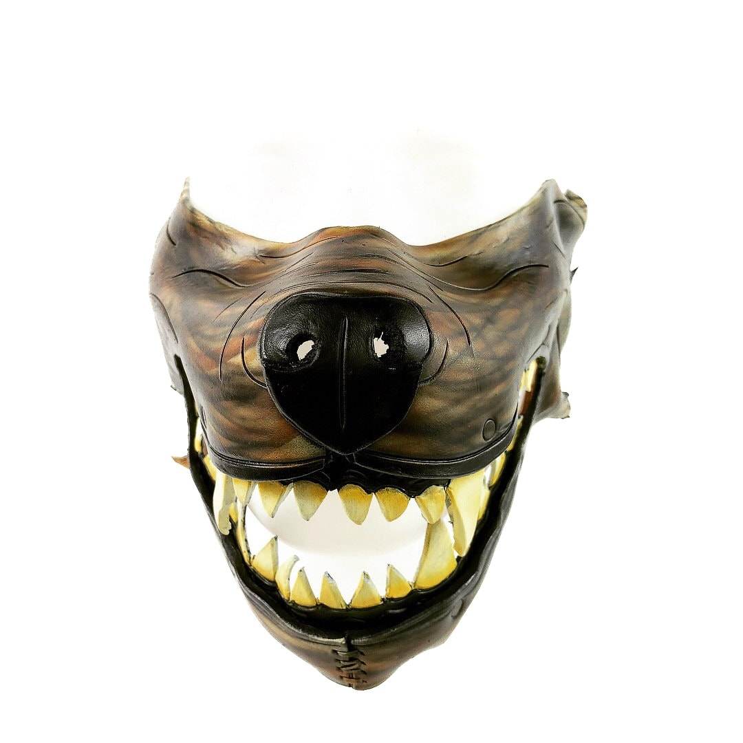 Mad Dog Handcrafted Genuine Leather Wolf Mask - 