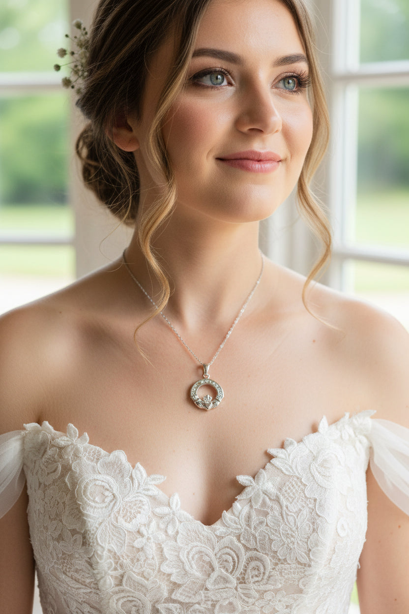 Sparkling Irish Claddagh Necklace