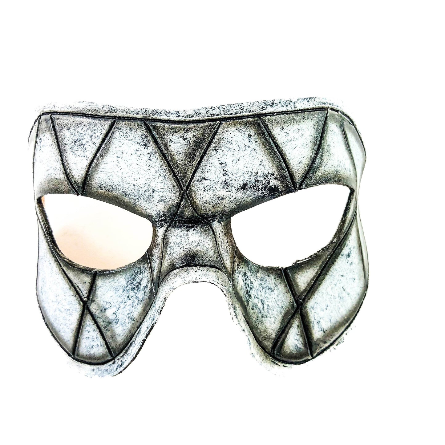 Harlequin Handmade Genuine Leather Mask in Black and White - 