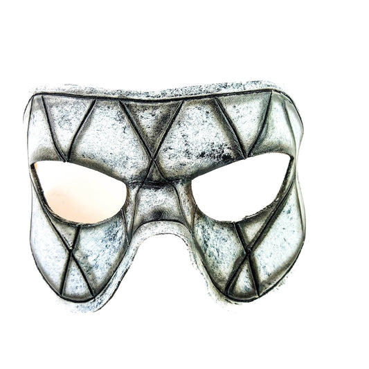 Harlequin Handmade Genuine Leather Mask in Black and White - 