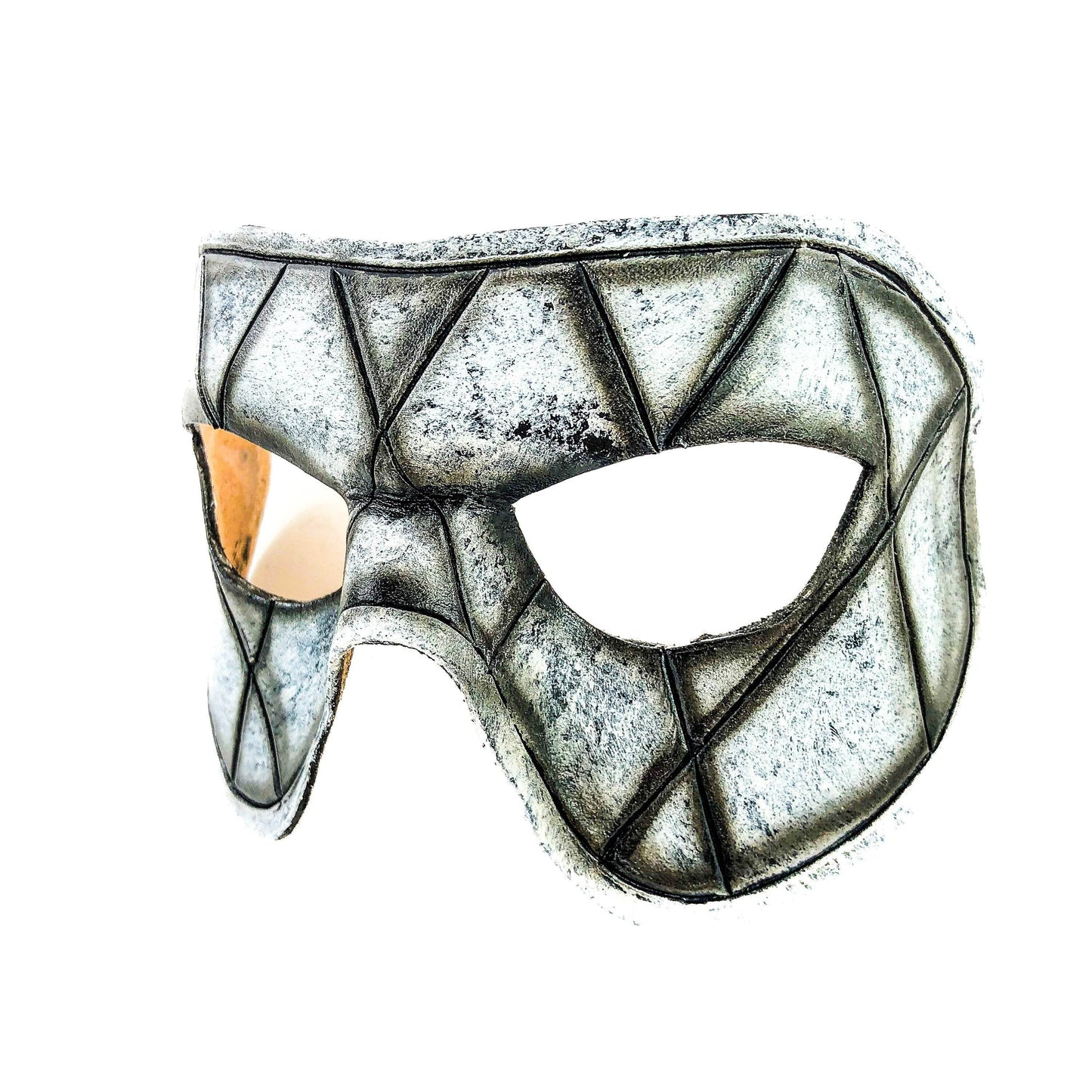 Harlequin Handmade Genuine Leather Mask in Black and White - 