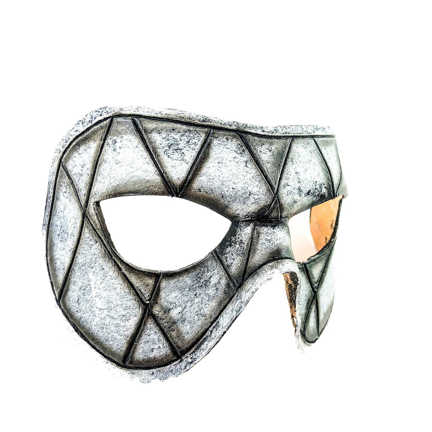 Harlequin Handmade Genuine Leather Mask in Black and White - 