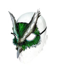 Layered Green Eagle Owl Handmade Genuine Leather Mask - 