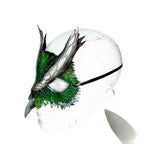 Layered Green Eagle Owl Handmade Genuine Leather Mask - 