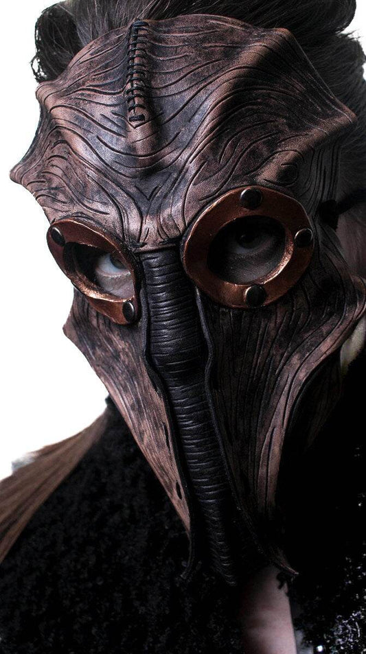 Steampunk Inspired Handmade Genuine Leather Mask in Brown - 
