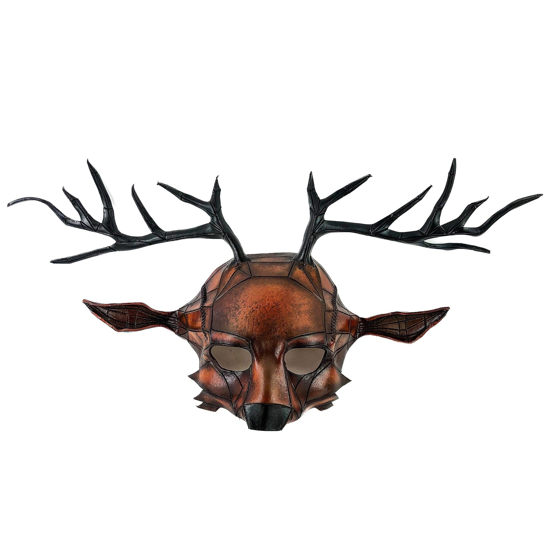 Geometric Buck Deer Genuine Leather Mask - 