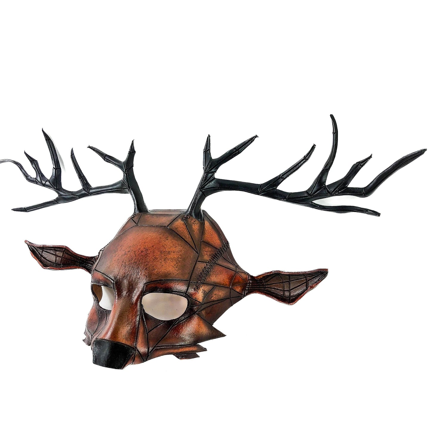 Geometric Buck Deer Genuine Leather Mask - 