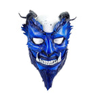 The Beast - Handmade Genuine Leather Mask with Horns in Natural Colors - 