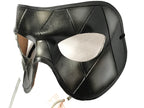 Silver Harlequin Handmade Genuine Leather Mask in Black and Silver - 