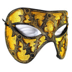 Dual Layer Handmade Genuine Leather Mask in Gold and Black - 