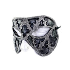 Dual Layer Handmade Genuine Leather Mask in Silver and Black - 