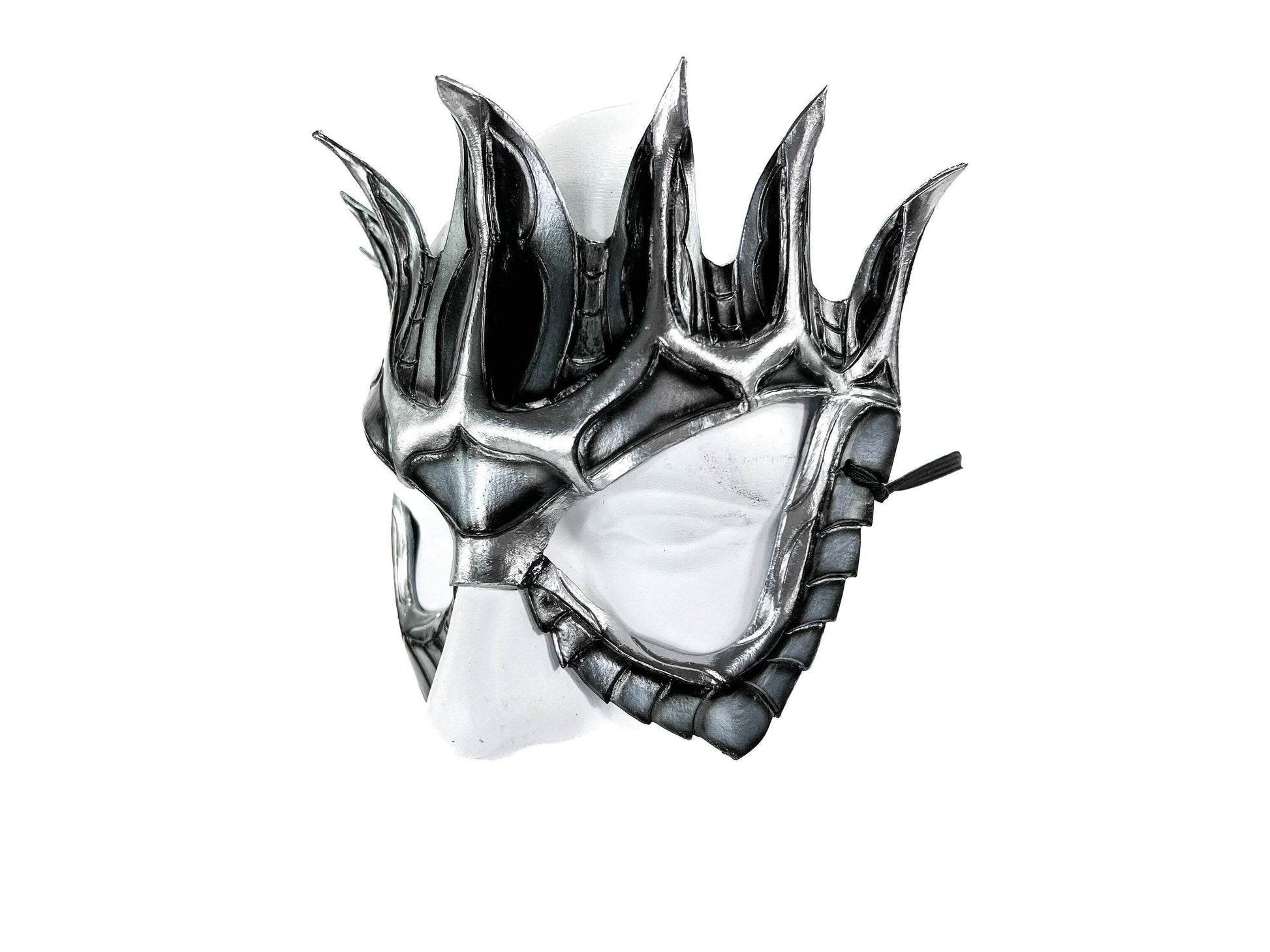 Masquerade Crown Mask of Handmade Genuine Leather in Metallics - 