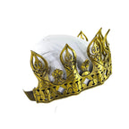 Masquerade Crown of Handmade Genuine Leather in Gold - 