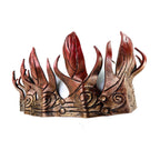 Masquerade Crown of Handmade Genuine Leather in Gold and red gradient - 