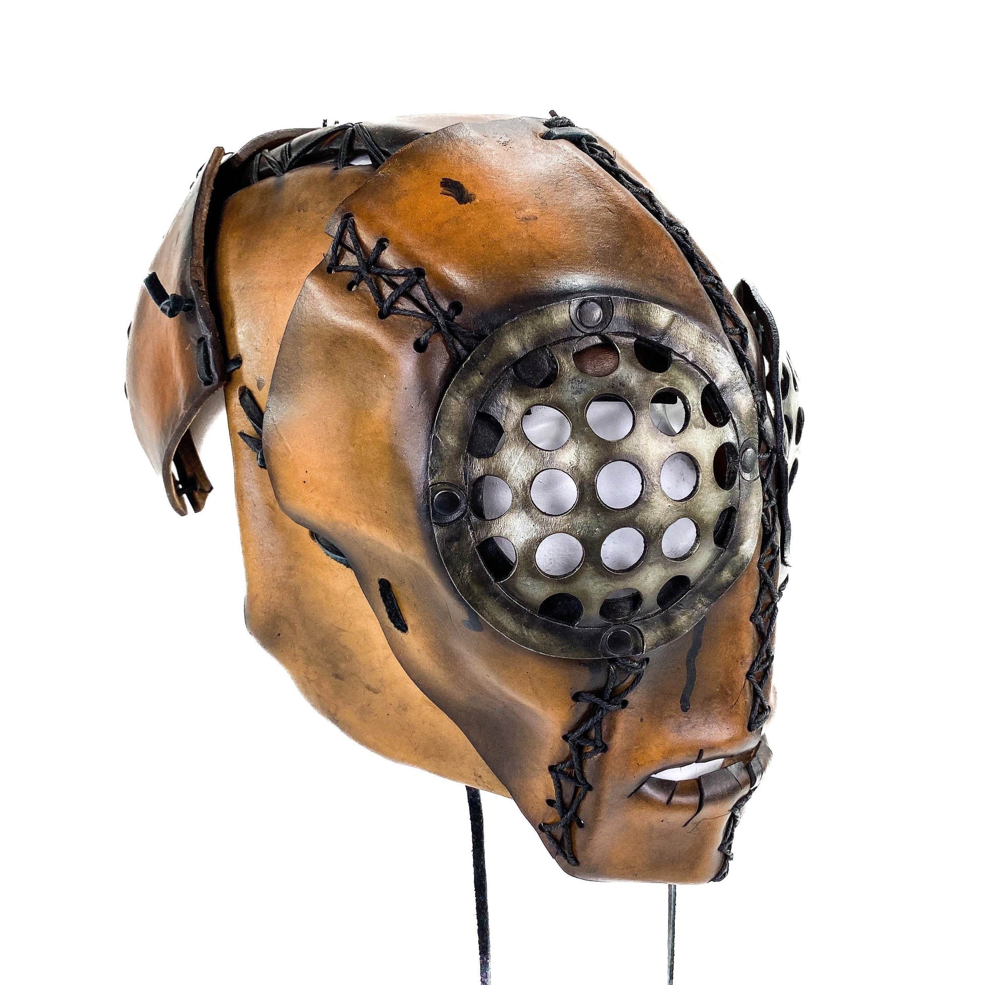 The Toy - Handmade Leather Mask with Pull Ties - 