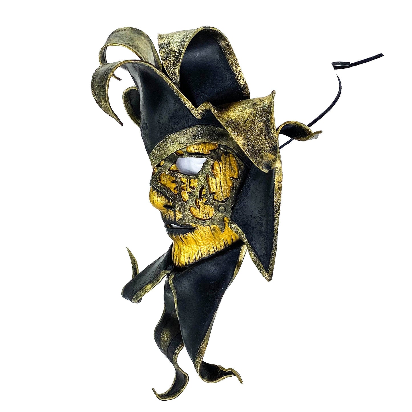 Venetian inspired Jester Mask in Gold and Black - Wearable or Wall Art - 