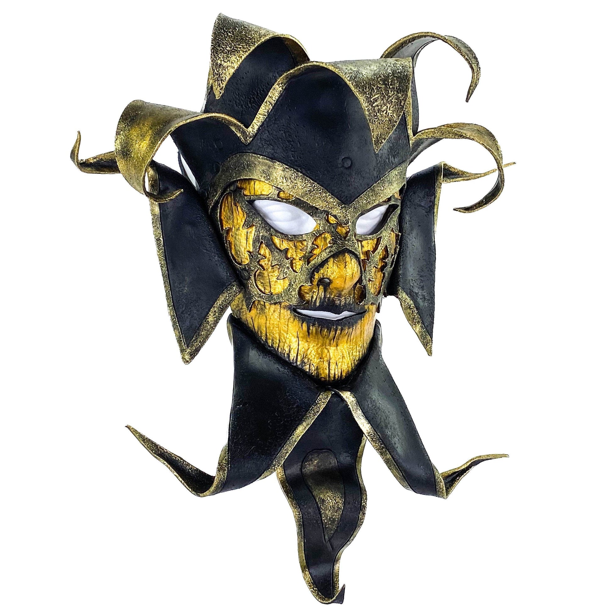 Venetian inspired Jester Mask in Gold and Black - Wearable or Wall Art - 