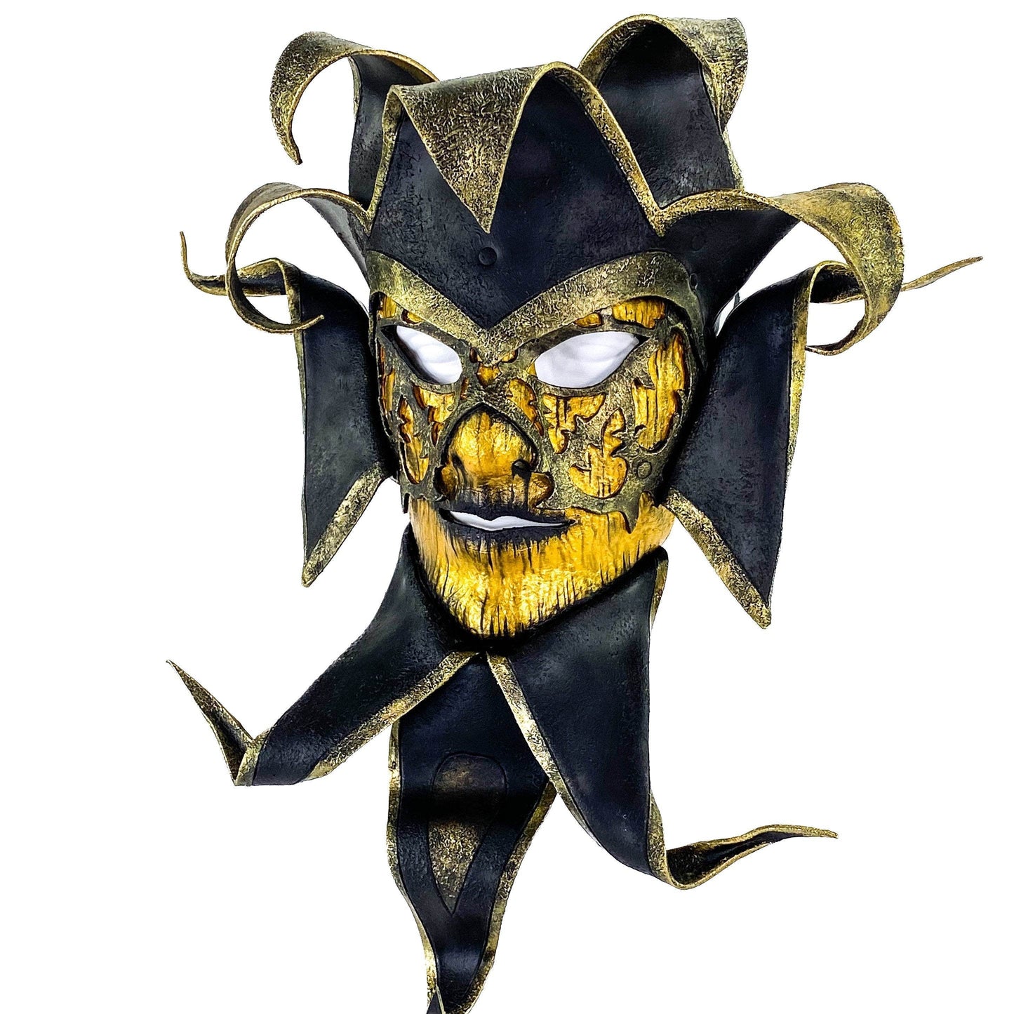 Venetian inspired Jester Mask in Gold and Black - Wearable or Wall Art - 