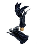 One Set of Two Handcrafted Genuine Leather Gloves with Claws in Black - 