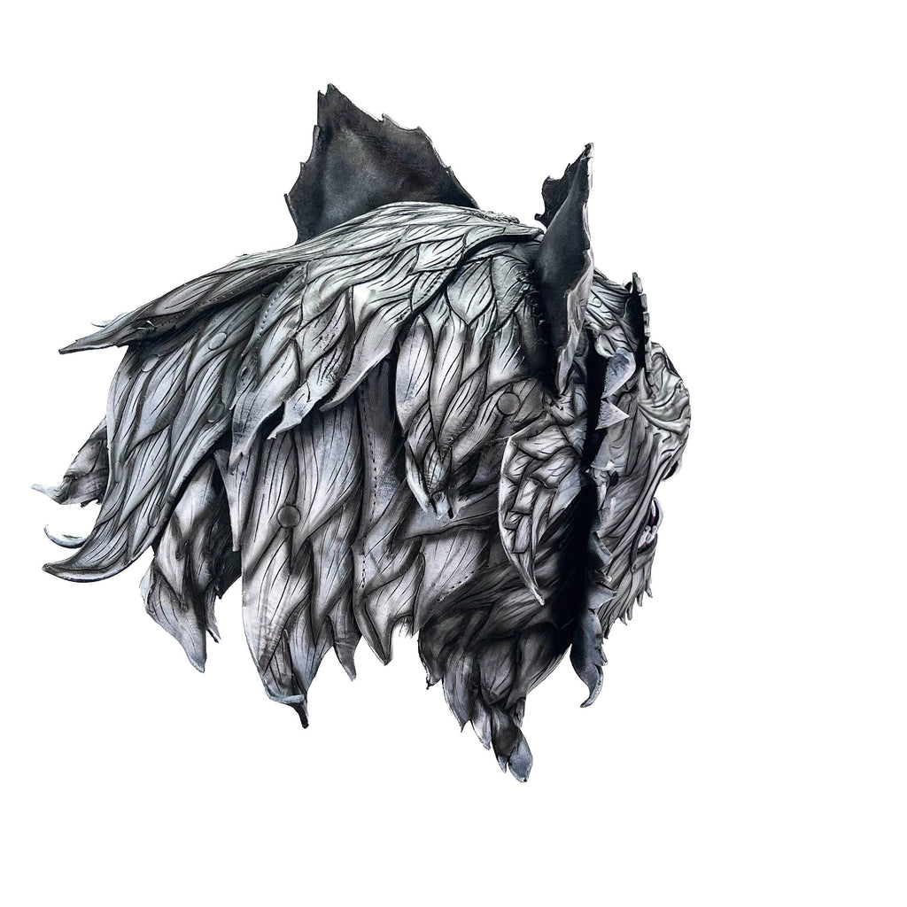 The Grey Lycan - Handmade Genuine Leather Helmet Mask - 