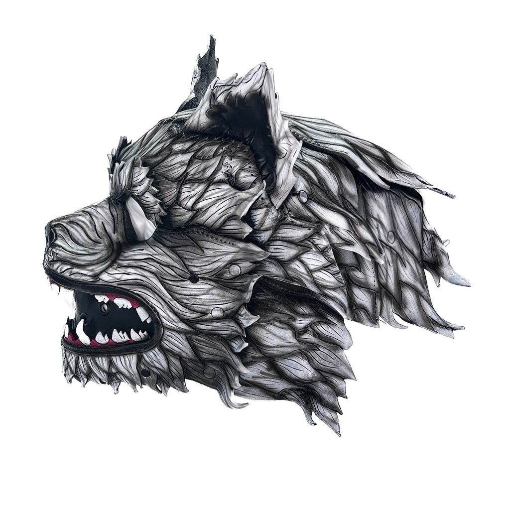The Grey Lycan - Handmade Genuine Leather Helmet Mask - 