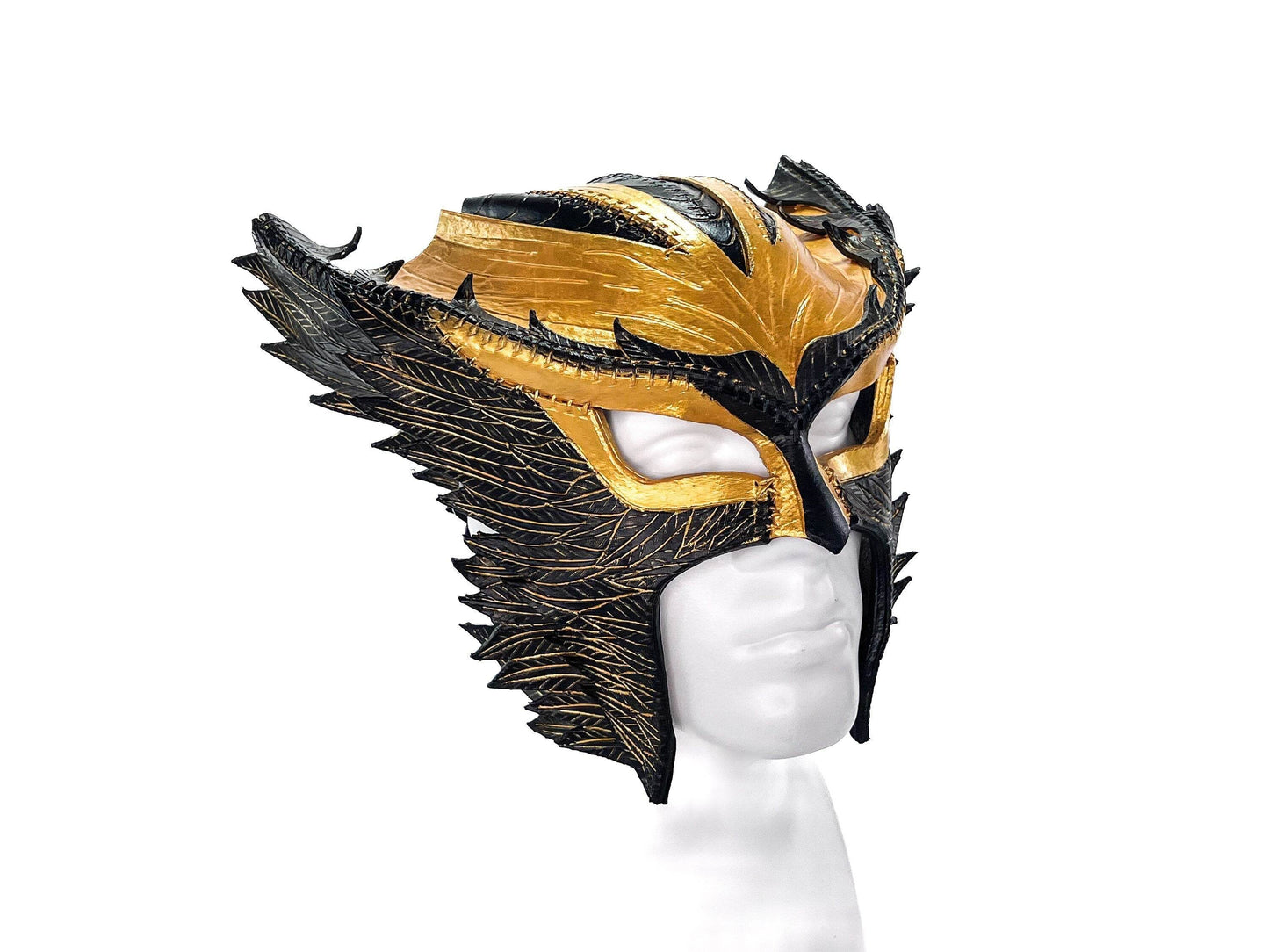 Winged Helmet Genuine Leather Mask - 